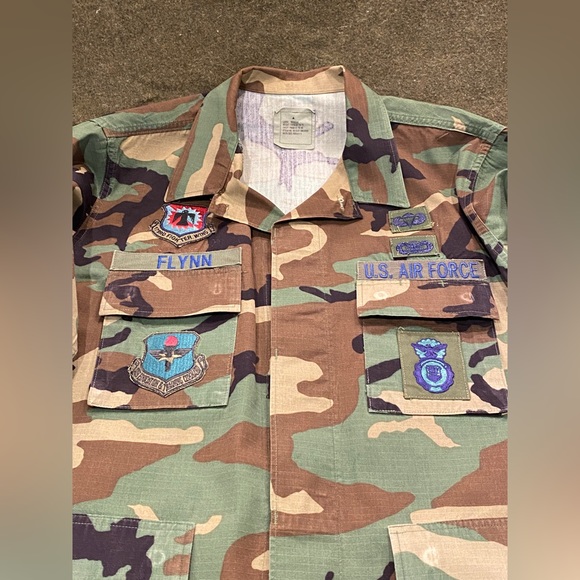 1999 Used US Air Force Woodland Camouflage Coat-Shirt Men’s Large Regular - Picture 3 of 5